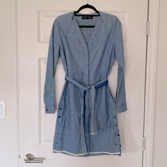 Proenza Schouler Chambray V-Neck Dress - Picture 1 of 15